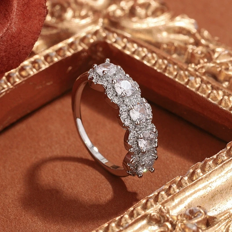 Elegant Silver Wedding Band with Zirconia 2 Elegant Silver Wedding Band with Zirconia - Image 2