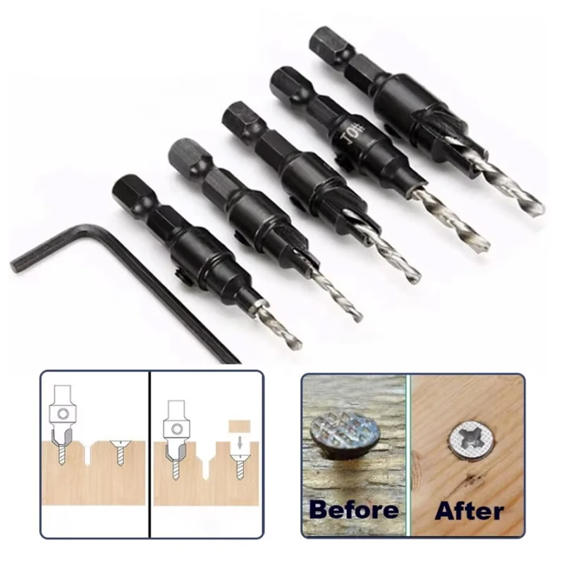 Precision Countersink Drill Bit Set for Woodworking 2 Precision Countersink Drill Bit Set for Woodworking - Image 2