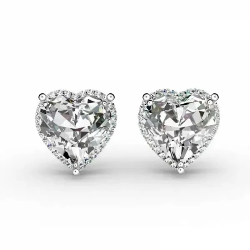 Heart-Shaped Sterling Silver Zircon Earrings 5 Heart-Shaped Sterling Silver Zircon Earrings - Image 5