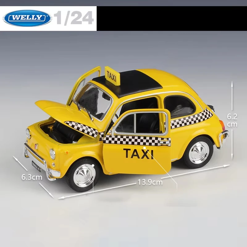 Authentic Yellow Fiat 500 Diecast Model 1:24 Scale 4 Authentic Yellow Fiat 500 Diecast Model 1:24 Scale - Image 4