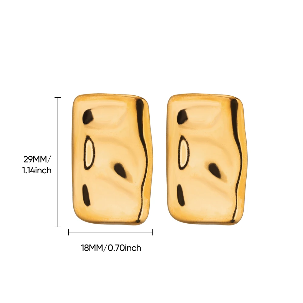Gold Stainless Steel Square Earrings 6 Gold Stainless Steel Square Earrings - Image 6