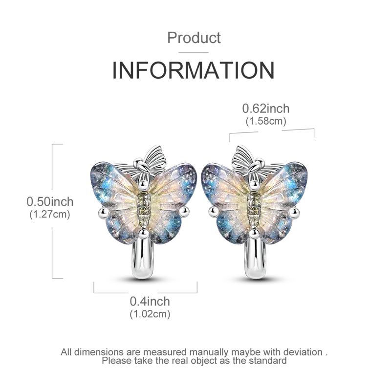 Sterling Silver Butterfly Earrings with Zircon Stones 4 Sterling Silver Butterfly Earrings with Zircon Stones - Image 4