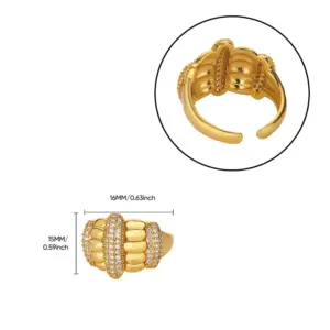 Elegant Gold Stainless Steel Adjustable Ring 16 Sdaa42445db7a4298b373ae9c82369e84L