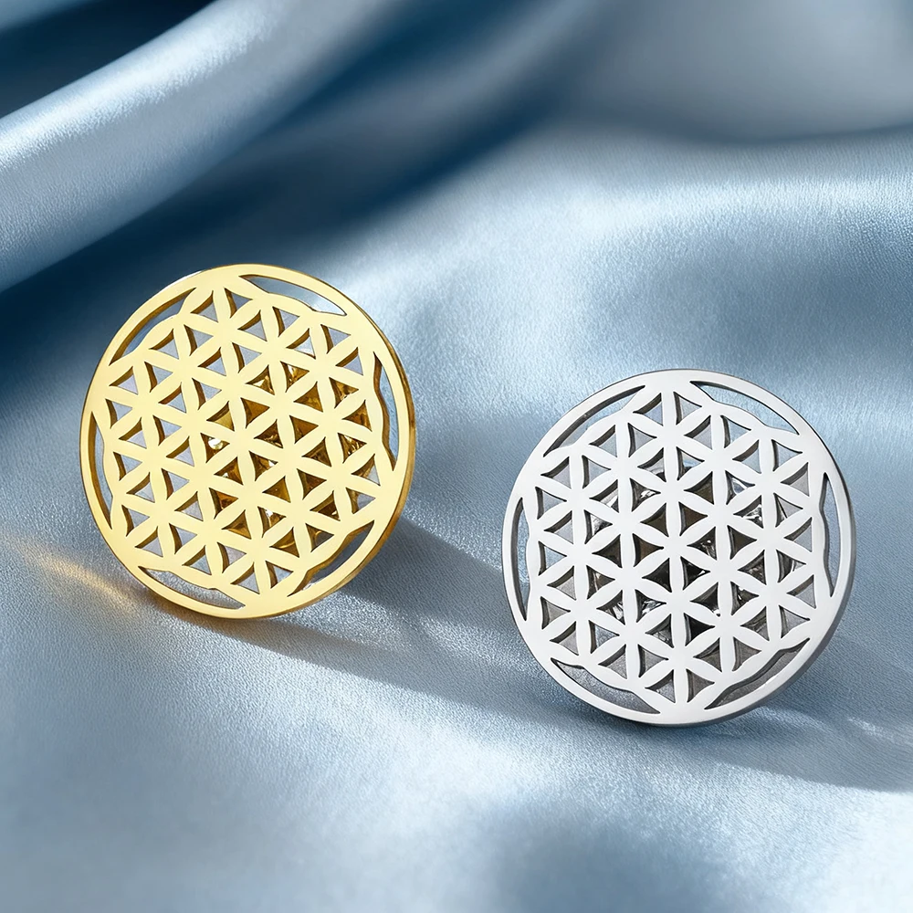 Stainless Steel Flower of Life Brooch (20x20 mm) 2 Stainless Steel Flower of Life Brooch (20x20 mm) - Image 2