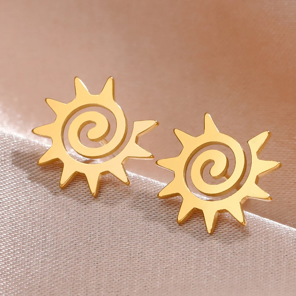 Vintage Stainless Steel Sun Earrings for Women 1 Vintage Stainless Steel Sun Earrings for Women