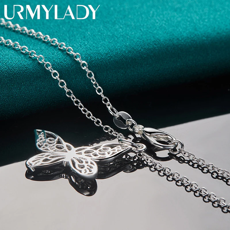 Sterling Silver Butterfly Necklace with Chain 2 Sterling Silver Butterfly Necklace with Chain - Image 2