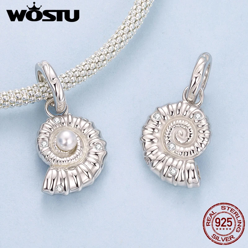 Sterling Silver Seashell Pendant with Pearl 5 Sterling Silver Seashell Pendant with Pearl - Image 5