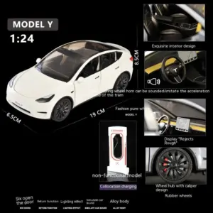 1:24 Scale Black Model Y Diecast Car 16 Se74c268fe1044729809187d88c7736bcW