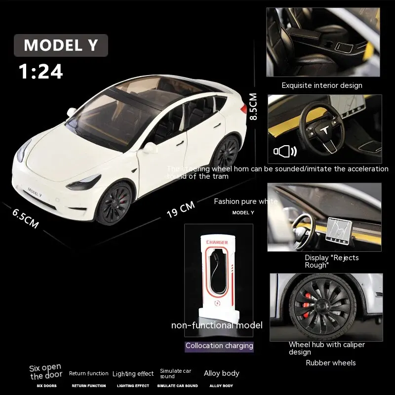 1:24 Scale Black Model Y Diecast Car 7 1:24 Scale Black Model Y Diecast Car - Image 7