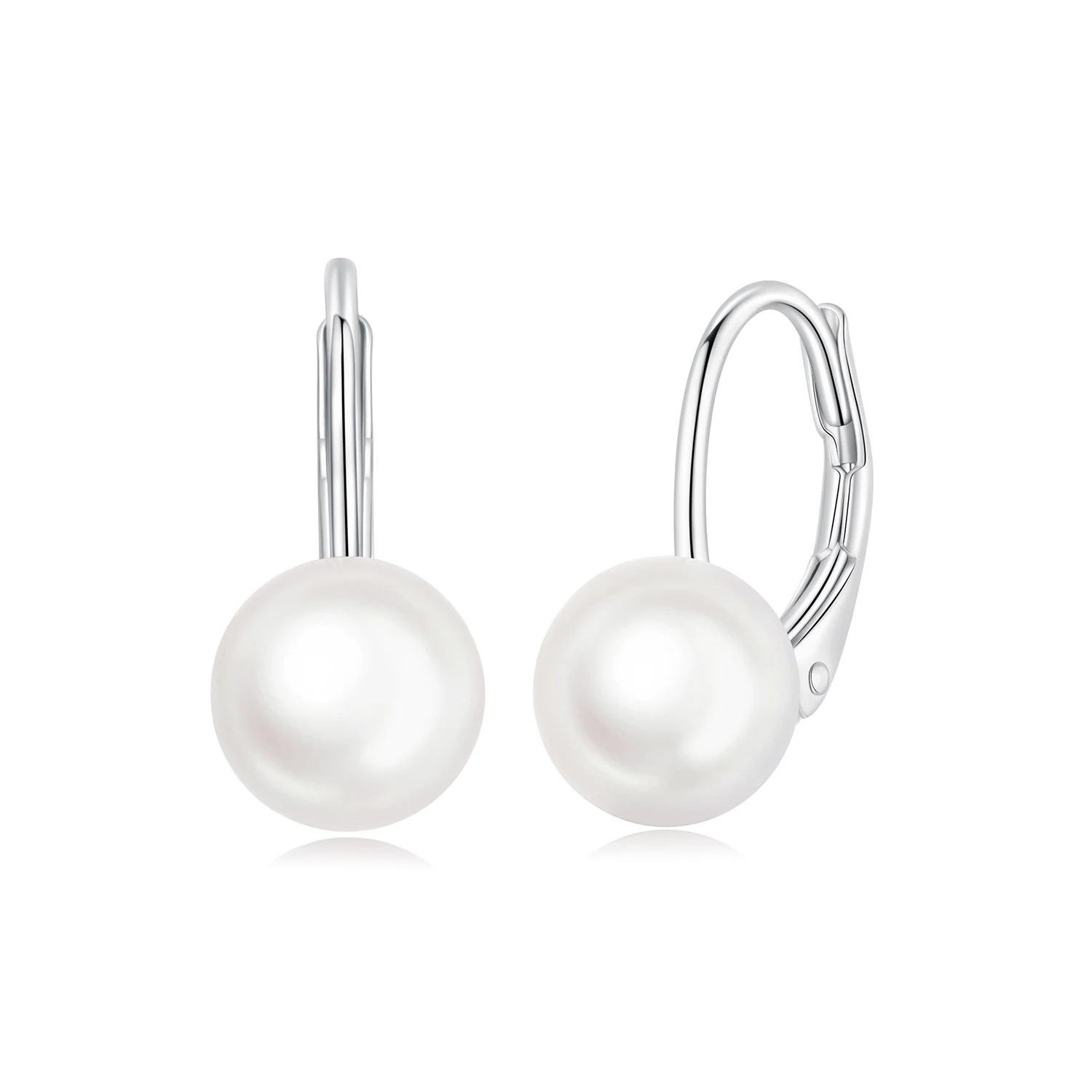 Sterling Silver Pearl Hoop Earrings 7 Sterling Silver Pearl Hoop Earrings - Image 7