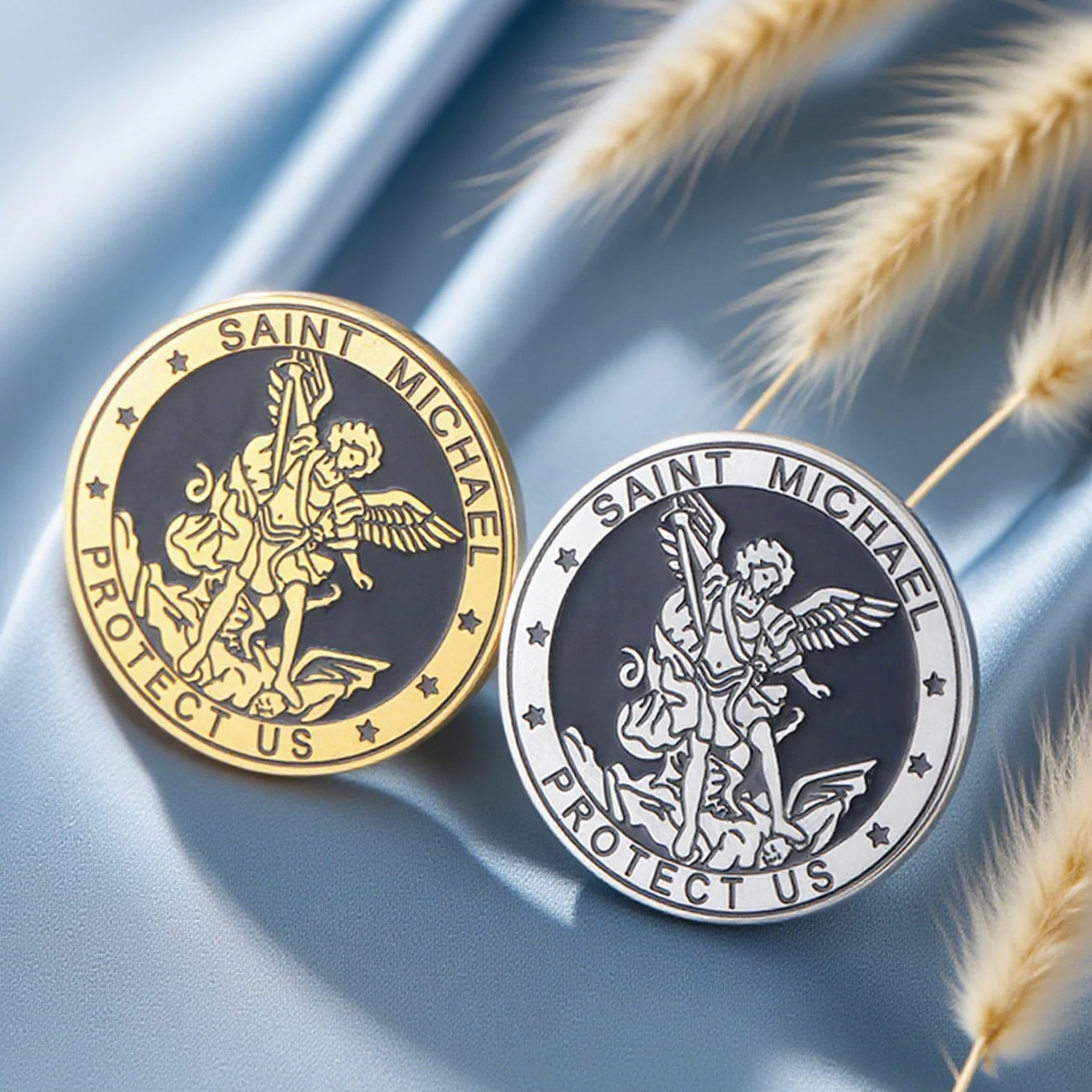 Stainless Steel Saint Michael Brooch Pin 3 Stainless Steel Saint Michael Brooch Pin - Image 3