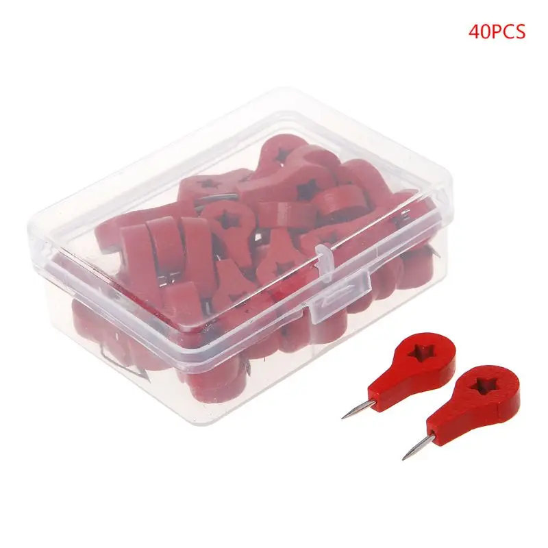 Vibrant Red Wooden Thumbtacks Set of 40 7 Vibrant Red Wooden Thumbtacks Set of 40 - Image 7