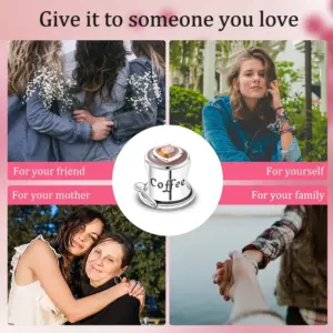 Sterling Silver Coffee Charm Bead with Gemstone 11 Se97c74071c674695828acfaeb8ac80327