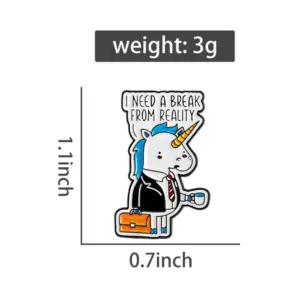 Unicorn Badge Set with "I NEED A BREAK" Quotes 7 Seb373d8622b44cb2a7a212ba84fbc10fX