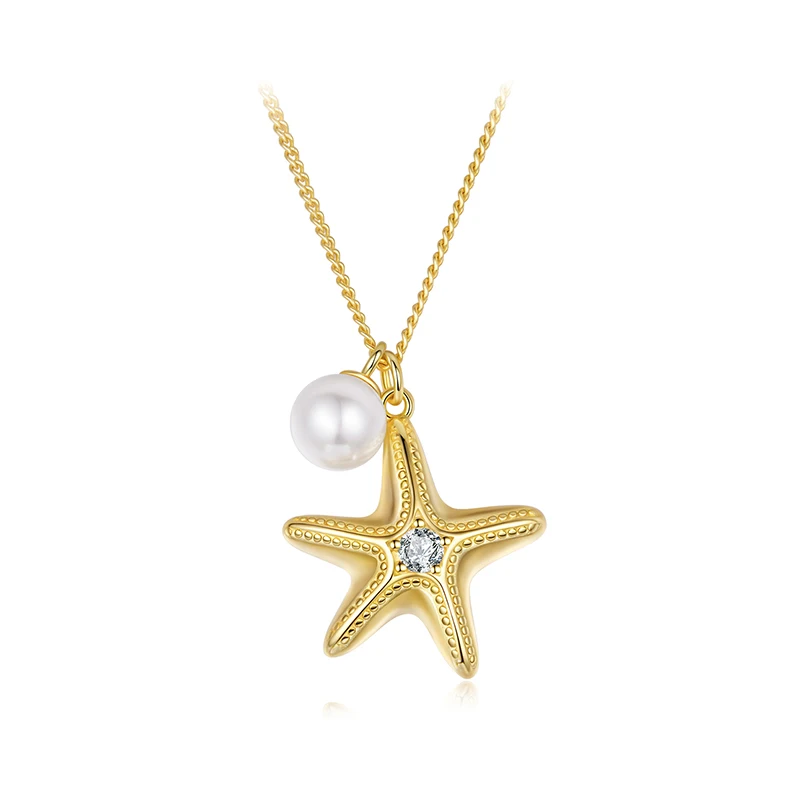 Sterling Silver Starfish Necklace with Pearls 7 Sterling Silver Starfish Necklace with Pearls - Image 7