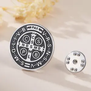 Stainless Steel Saint Benedict Brooch 25x25 mm 16 Sebc447841ef44c56961e0afa7d81203f9