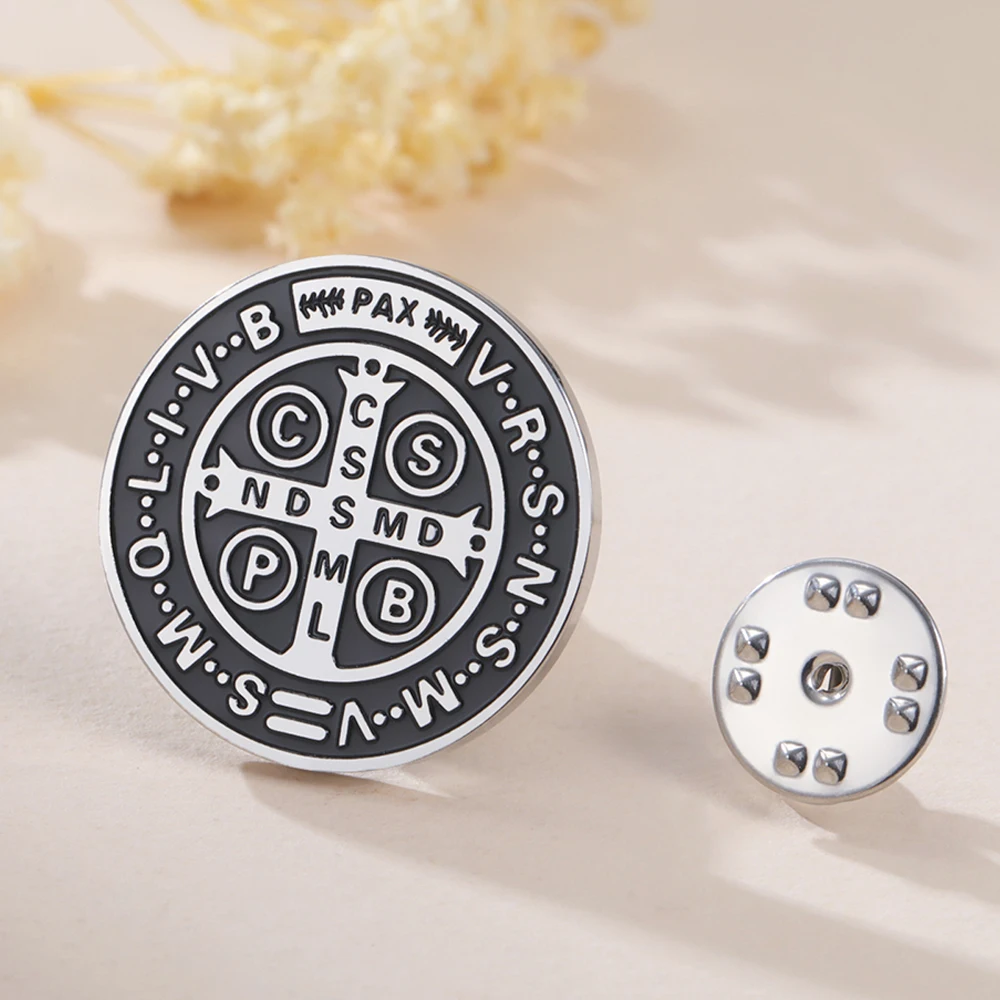Stainless Steel Saint Benedict Brooch 25x25 mm 7 Stainless Steel Saint Benedict Brooch 25x25 mm - Image 7