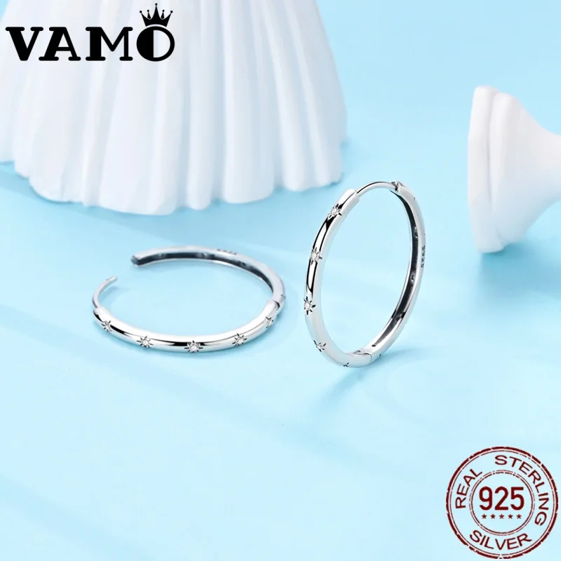 Sterling Silver Irregular Hoop Earrings with Zircon Accents 2 Sterling Silver Irregular Hoop Earrings with Zircon Accents - Image 2