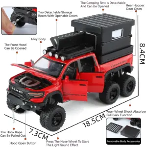 1:32 Scale Model Pickup Truck with Camper Trailer 12 Seeafc9671455451c9ec450256833e8e9e