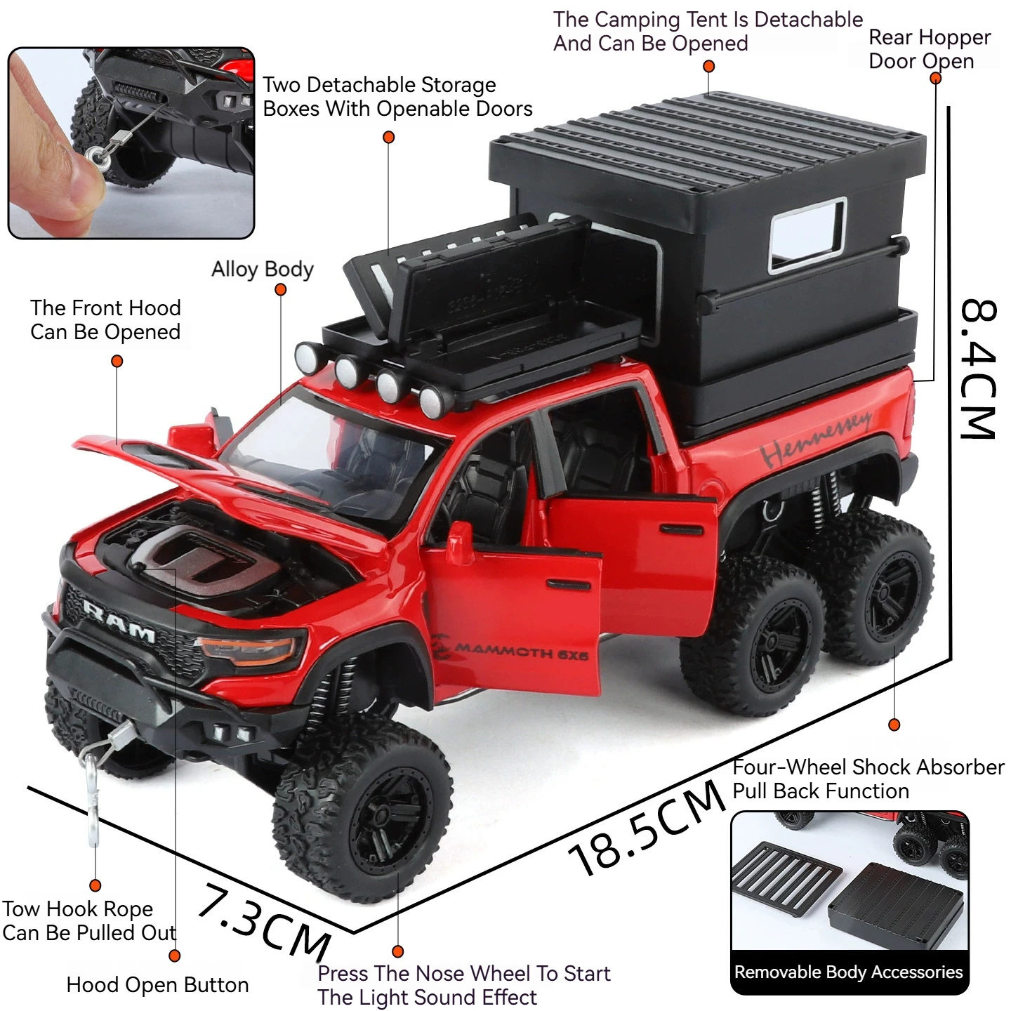 1:32 Scale Model Pickup Truck with Camper Trailer 3 1:32 Scale Model Pickup Truck with Camper Trailer - Image 3