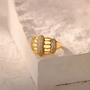 Elegant Gold Stainless Steel Adjustable Ring 14 Sef849a88389e4188bf9f391e55607555S