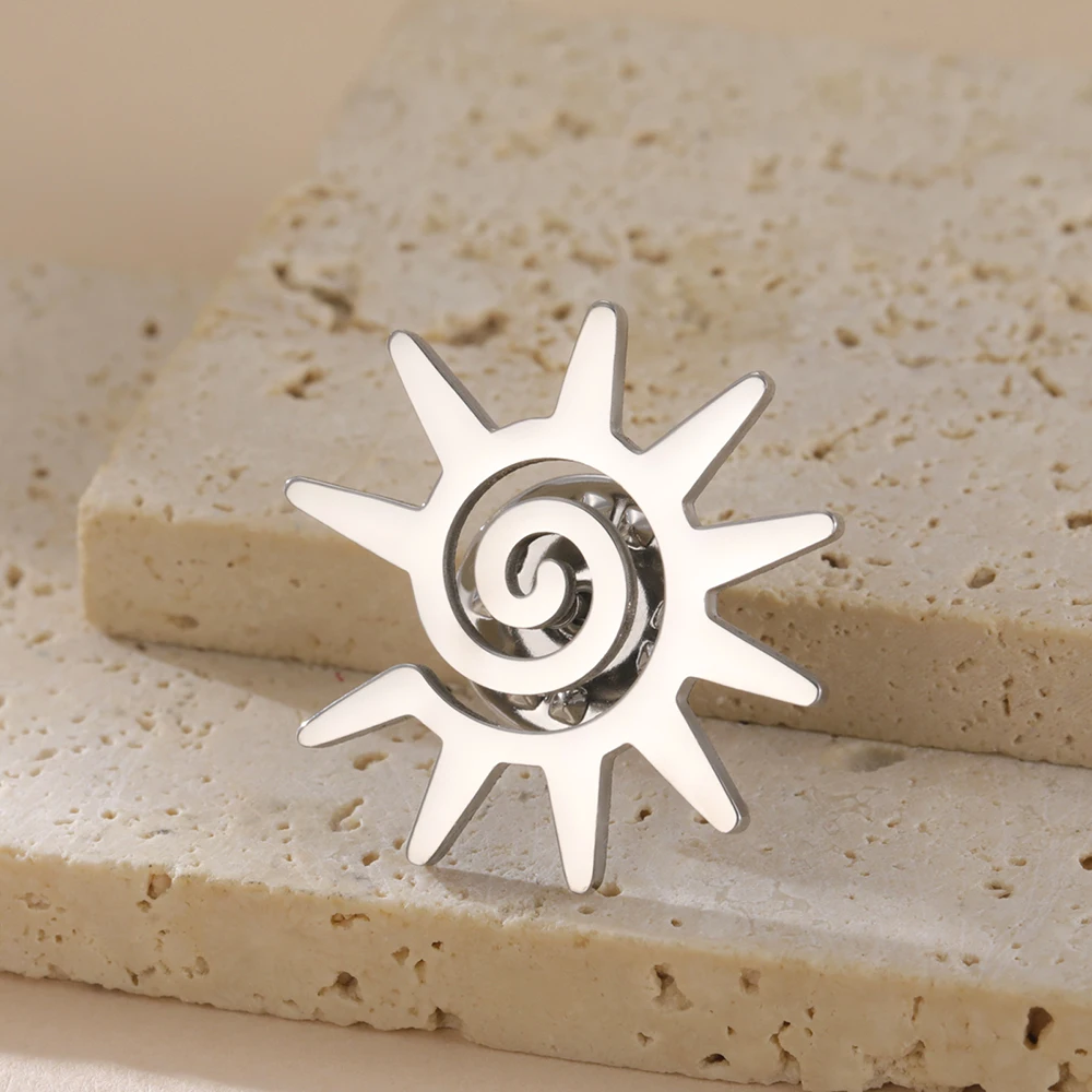 Stainless Steel Sun and Spiral Brooch 7 Stainless Steel Sun and Spiral Brooch - Image 7