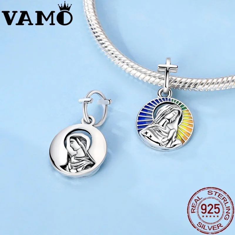 Sterling Silver Virgin Mary Charm Bead 3 Sterling Silver Virgin Mary Charm Bead - Image 3