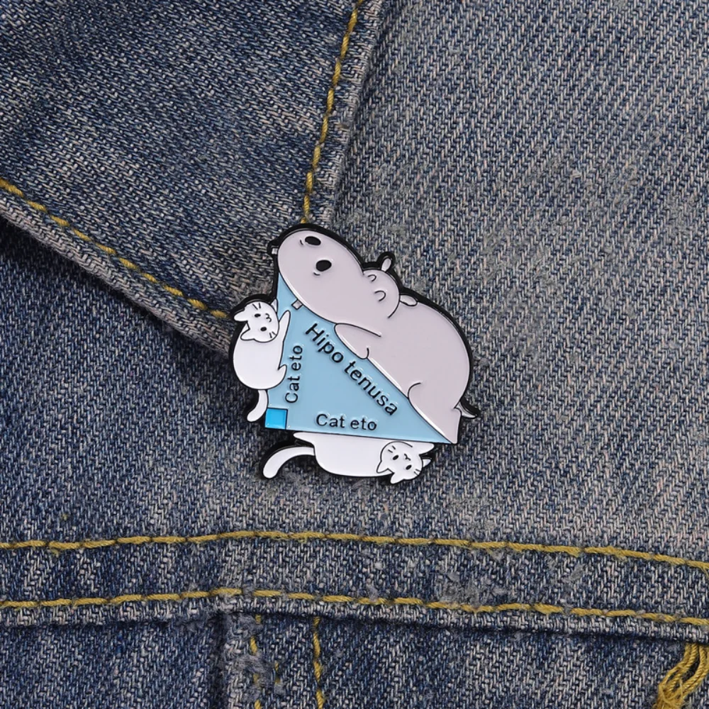 Cute Hippo and Cat Brooch Set for Accessories 3 Cute Hippo and Cat Brooch Set for Accessories - Image 3