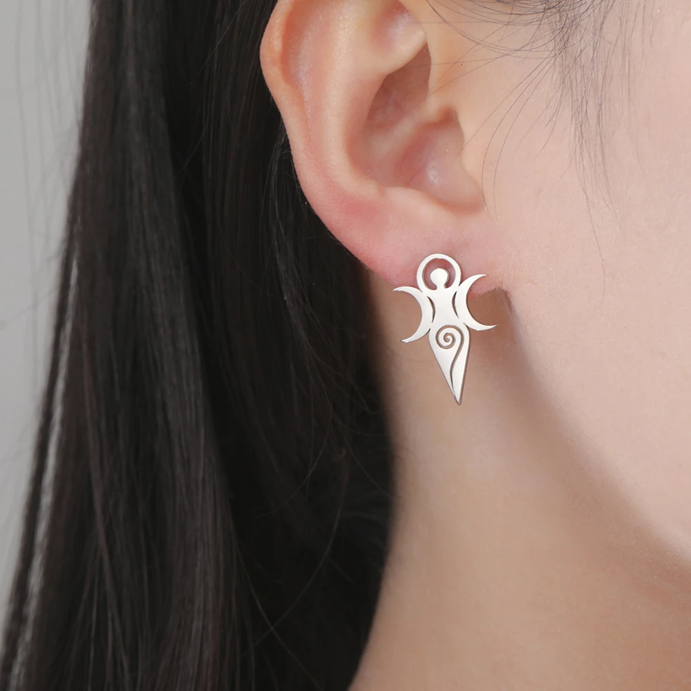 Stainless Steel Wiccan Spiral Goddess Earrings 4 Stainless Steel Wiccan Spiral Goddess Earrings - Image 4