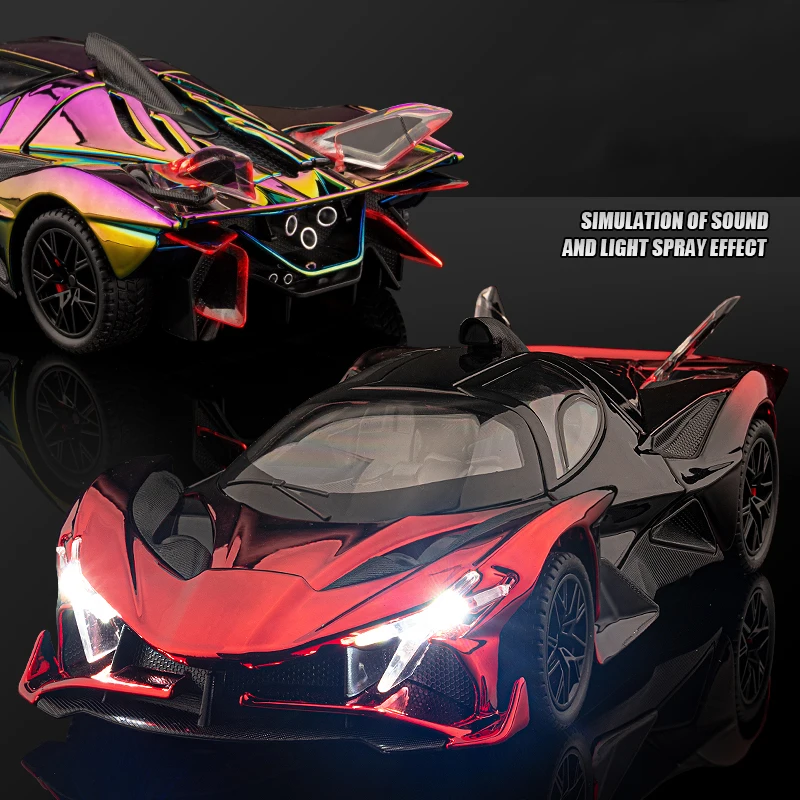 Pink 1:24 Scale Diecast Car Model with Sound & Light 2 Pink 1:24 Scale Diecast Car Model with Sound & Light - Image 2