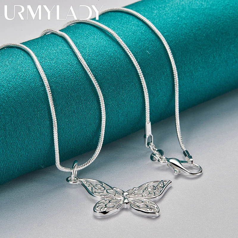 Sterling Silver Butterfly Necklace with Chain 5 Sterling Silver Butterfly Necklace with Chain - Image 5