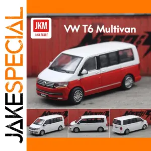 Red and White Volkswagen T6 Multivan Diecast Model