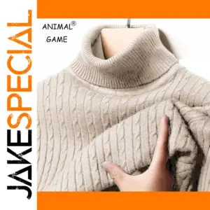 Men's Beige Turtleneck Sweater