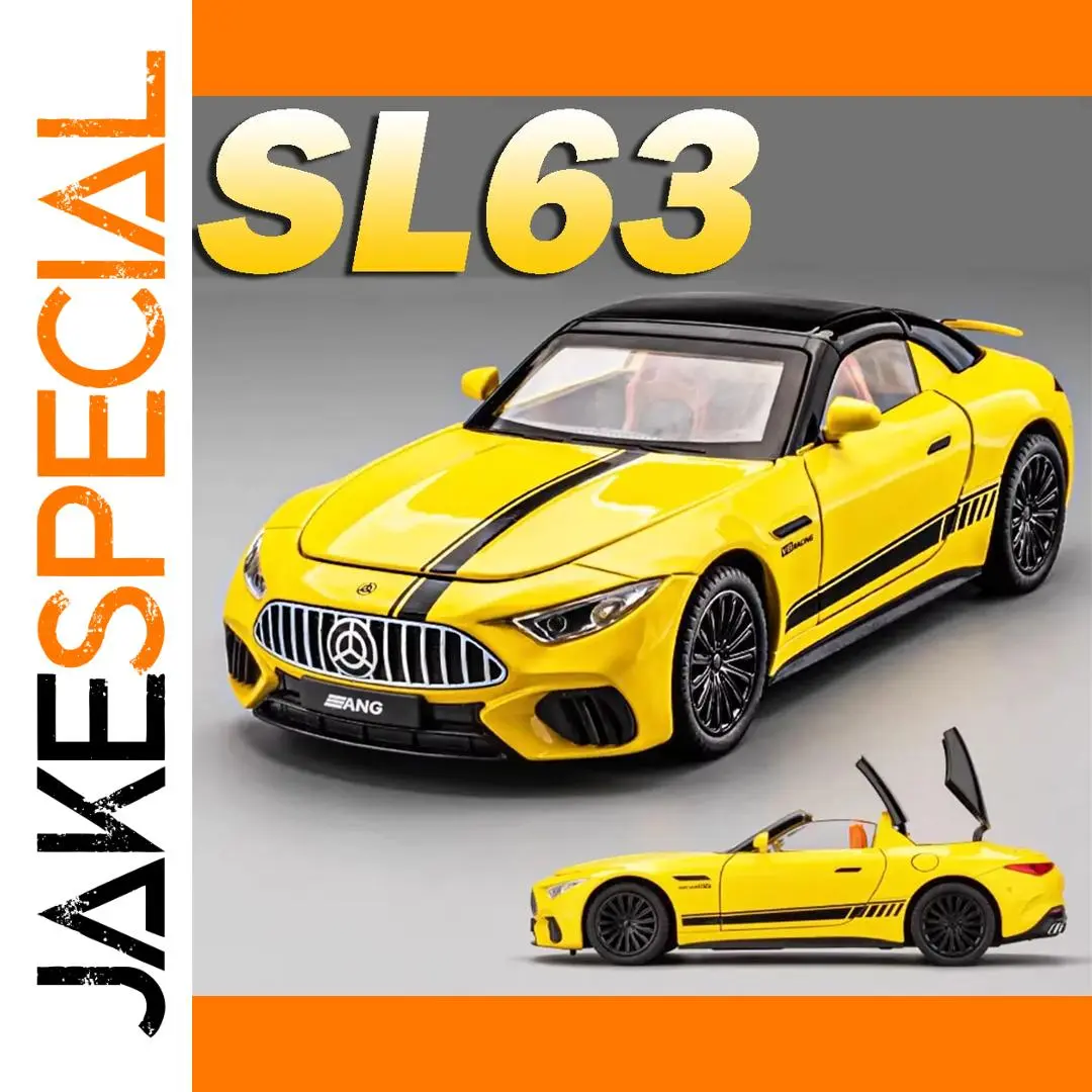 Vibrant Yellow Mercedes-Benz SL63 1:22 Scale Model 1 Vibrant Yellow Mercedes-Benz SL63 1:22 Scale Model