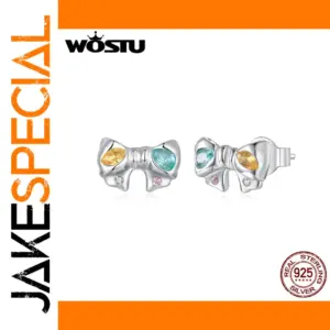 Elegant Sterling Silver Bowknot Earrings with CZ