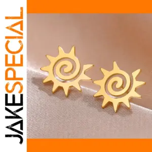 Vintage Stainless Steel Sun Earrings for Women