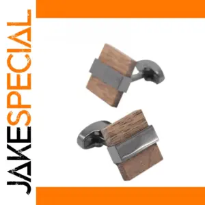 Stylish Light Grey Wooden Metal Cufflink