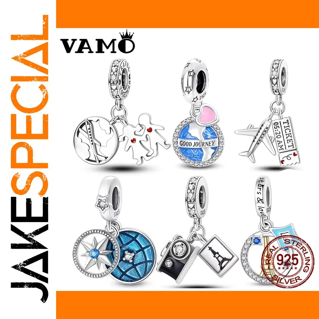VAMO Sterling Silver Travel Charm Bead 1 VAMO Sterling Silver Travel Charm Bead