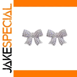 White Gold Finish Bowknot Stud Earrings SP032