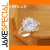 Elegant Silver Crystal Flower Ring for Women