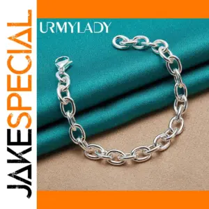 Sterling Silver Geometric Chain Bracelet 20cm