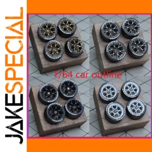 1/64 Diecast Model Car Wheel Set in Gold, Black, White