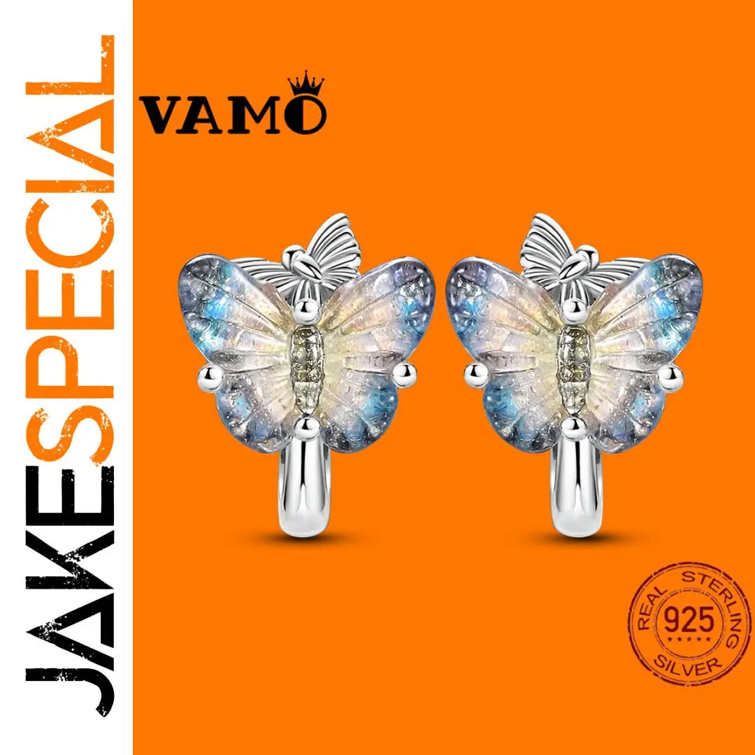 Sterling Silver Butterfly Earrings with Zircon Stones 1 Sterling Silver Butterfly Earrings with Zircon Stones