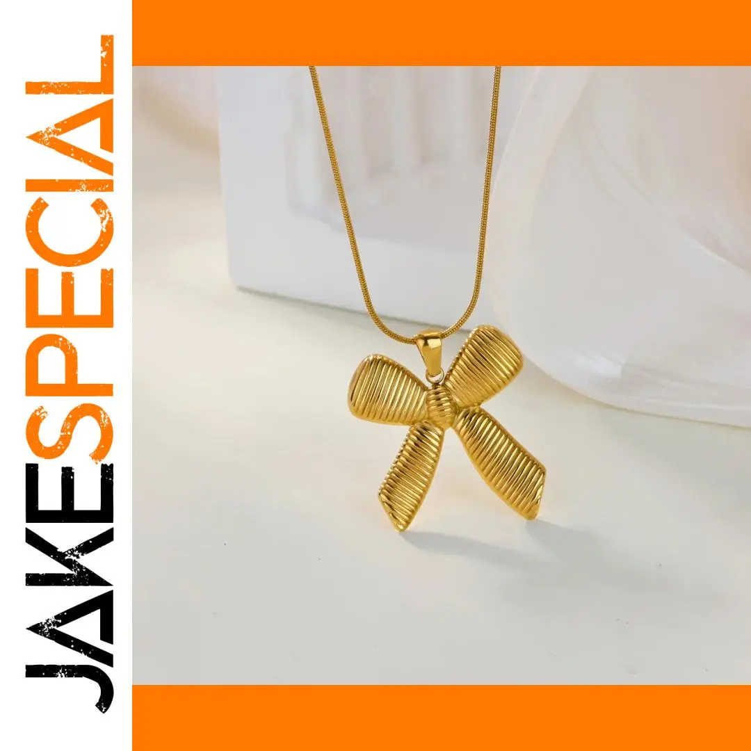 Gold Geometric Bow Necklace for Women 1 Gold Geometric Bow Necklace for Women