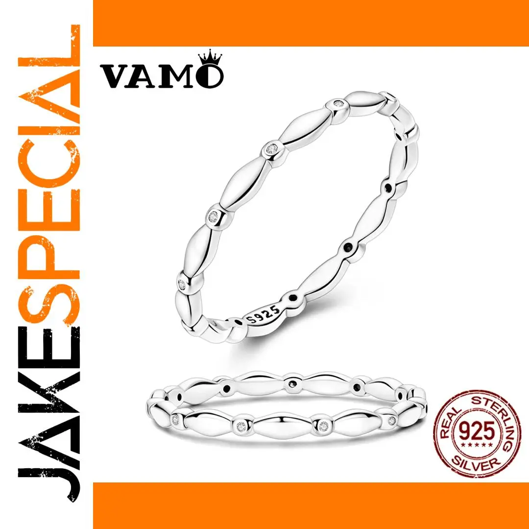 Sterling Silver Zircon Ring with Oval Links 1 Sterling Silver Zircon Ring with Oval Links