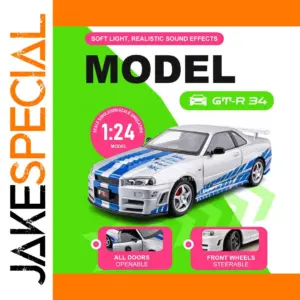 Silver GTR-R34 Alloy Car Model 1:24 Scale