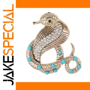 Snake Year Luck Spirit Brooch in Gold Tone