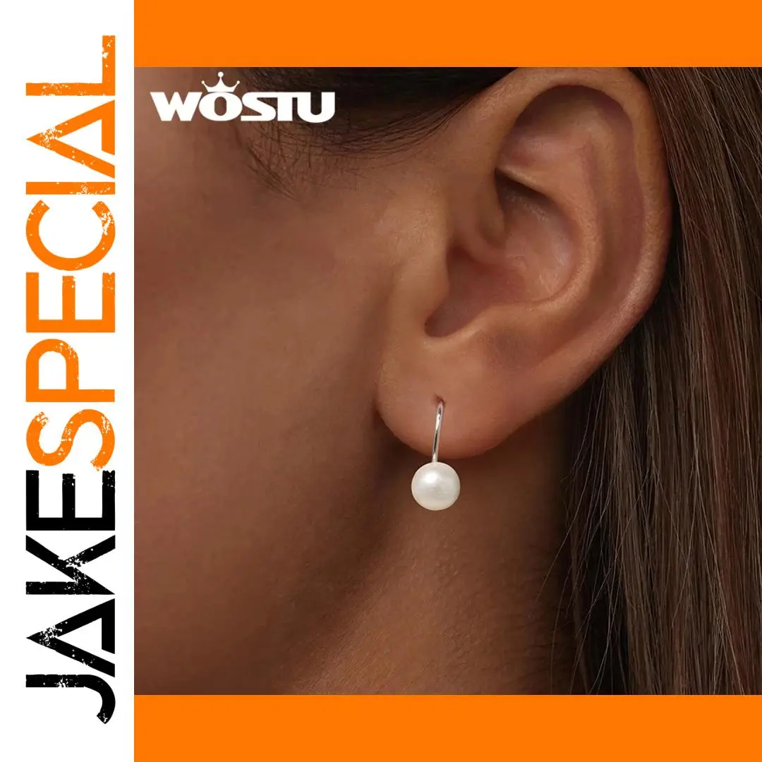 Sterling Silver Pearl Hoop Earrings 1 Sterling Silver Pearl Hoop Earrings