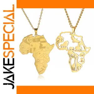 Stainless Steel Africa Map Pendant Necklace