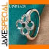 Silver Floral Ring with Zircon Accents